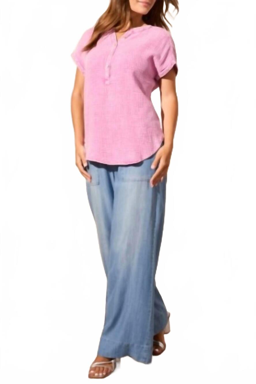 NEW TRIBAL waffle weave gauze cap sleeve top in orchid